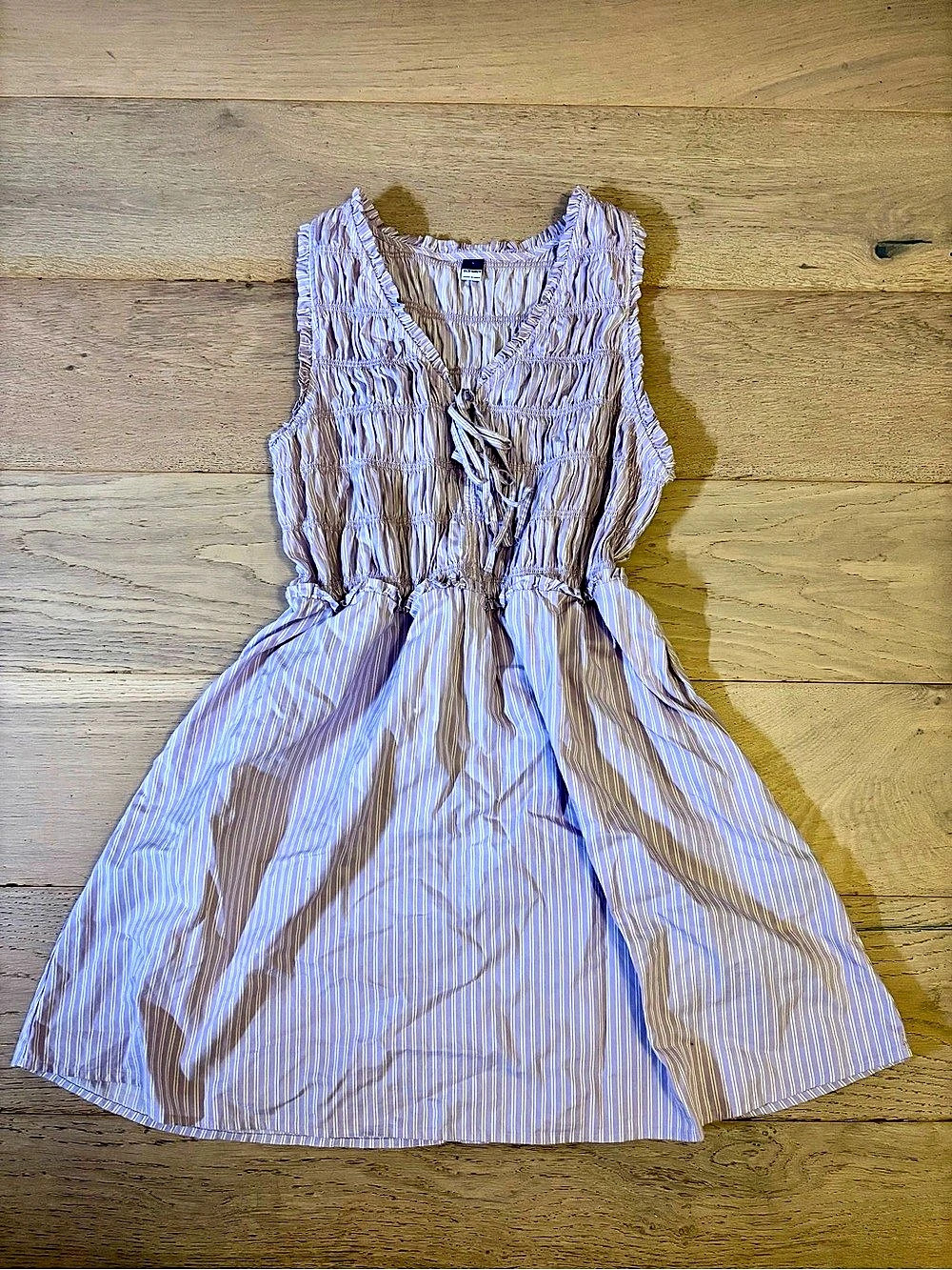 Old Navy Fit & Flare Smocked Bodice Mini Dress Purple & White